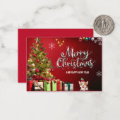 Farbenfrohe rote und grüne Weihnachtskarte Mitteilungskarte (Vorderseite/Rückseite Beispiel)