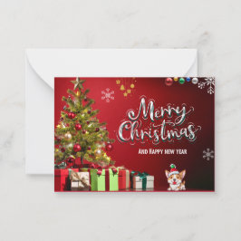 Farbenfrohe rote und grüne Weihnachtskarte Mitteilungskarte