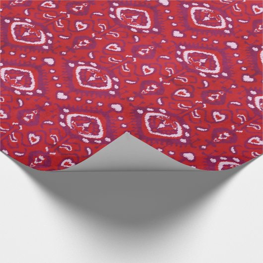 Farbenfrohe rote und lila Kat-Stammmuster Geschenkpapier (Ecke)