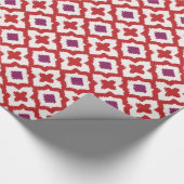 Farbenfrohe rote und lila Kat-Stammmuster Geschenkpapier (Ecke)