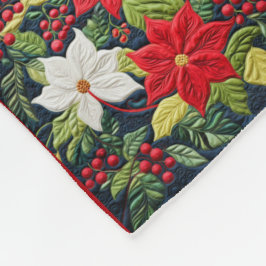Farbenfrohe rote weiße Poinsettia Quilmuster Fleecedecke