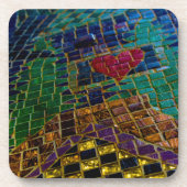 Farbenfrohe Rotes Herz Mosaik Getränkeuntersetzer (Vorderseite)