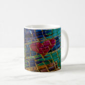 Farbenfrohe Rotes Herz Mosaik Kaffeetasse (VorderseiteRechts)