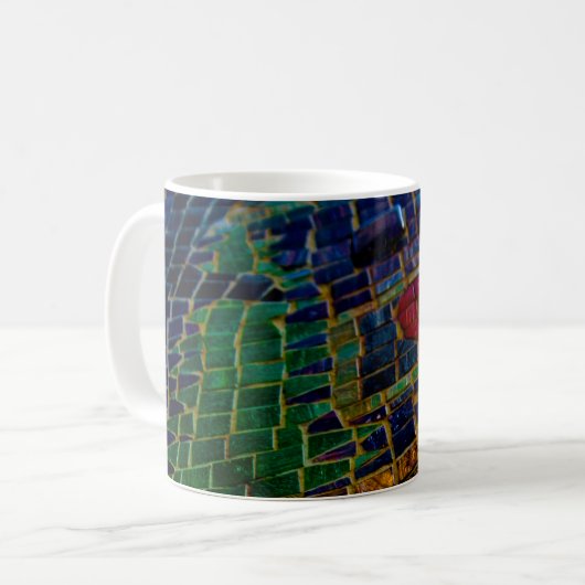 Farbenfrohe Rotes Herz Mosaik Kaffeetasse (Vorderseite Links)