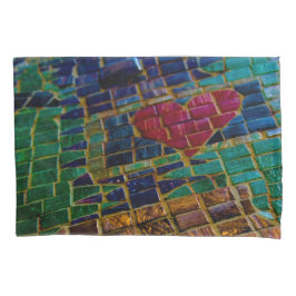 Farbenfrohe Rotes Herz Mosaik Kissenbezug