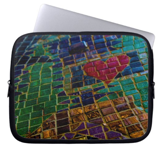 Farbenfrohe Rotes Herz Mosaik Laptopschutzhülle (Vorderseite)