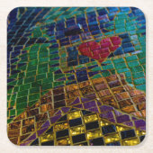 Farbenfrohe Rotes Herz Mosaik Rechteckiger Pappuntersetzer (Vorderseite)