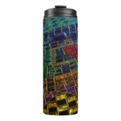 Farbenfrohe Rotes Herz Mosaik Thermosbecher (Vorderseite)