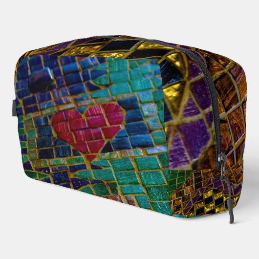 Farbenfrohe Rotes Herz Mosaik Waschbeutel (Rechte Ecke)