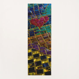 Farbenfrohe Rotes Herz Mosaik Yogamatte