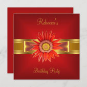 Farbenfrohe Royal Red Blume Yellow Gold Bob 2 Einladung (Vorne/Hinten)