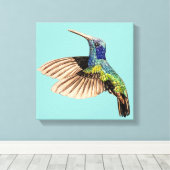 Farbenfrohe Ruby Toned Realistische Hummingbird-Ma Leinwanddruck (Insitu (Holzboden))