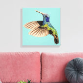 Farbenfrohe Ruby Toned Realistische Hummingbird-Ma Leinwanddruck (Insitu (Wohnzimmer))