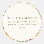 Farbenfrohe Rücksendeadresse Runder Aufkleber (Vorderseite)