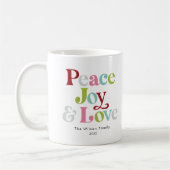 Farbenfrohe Ruhe & Liebe Retro Weihnachten Kaffeetasse (Links)