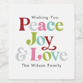 Farbenfrohe Ruhe & Liebe Retro Weihnachten Weinetikett (Einzelnes Label)