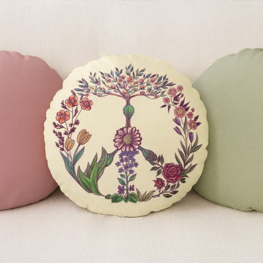 Farbenfrohe Ruhe Niedlich Boho Hippie Wholesome Rundes Kissen