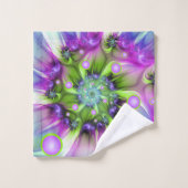 Farbenfrohe Rundformen Abstraktes Fraktal Kunst, D Badhandtuch Set (Waschlappen)