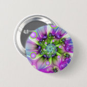 Farbenfrohe Rundformen Abstraktes Fraktal Kunst, D Button (Vorne & Hinten)