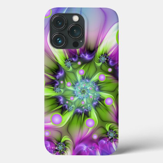 Farbenfrohe Rundformen Abstraktes Fraktal Kunst, D Case-Mate iPhone Hülle (Rückseite)