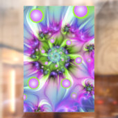 Farbenfrohe Rundformen Abstraktes Fraktal Kunst, D Fensteraufkleber (Blatt 2)