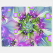 Farbenfrohe Rundformen Abstraktes Fraktal Kunst, D Fleecedecke (Vorderseite (Horizontal))