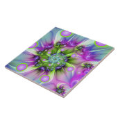 Farbenfrohe Rundformen Abstraktes Fraktal Kunst, D Fliese (Seite)