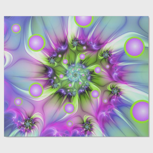 Farbenfrohe Rundformen Abstraktes Fraktal Kunst, D Geschenkpapier (Flach)