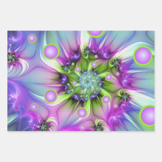 Farbenfrohe Rundformen Abstraktes Fraktal Kunst, D Geschenkpapier Set (Vorderseite)