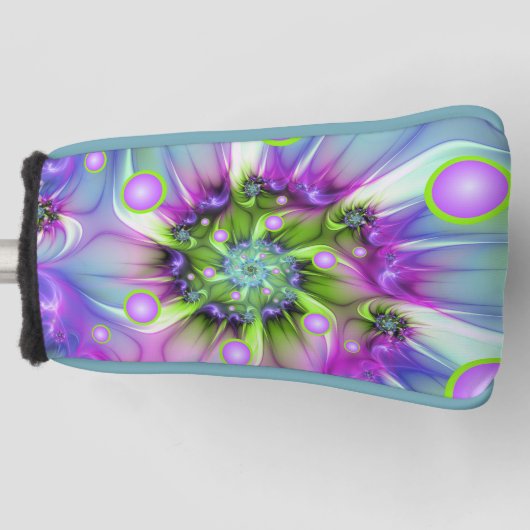 Farbenfrohe Rundformen Abstraktes Fraktal Kunst, D Golf Headcover (Vorderseite)