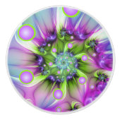 Farbenfrohe Rundformen Abstraktes Fraktal Kunst, D Keramikknauf (Vorderseite)