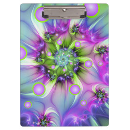 Farbenfrohe Rundformen Abstraktes Fraktal Kunst, D Klemmbrett