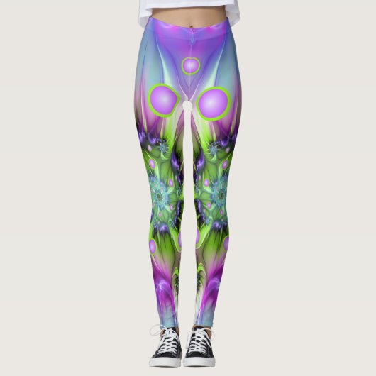 Farbenfrohe Rundformen Abstraktes Fraktal Kunst, D Leggings (Vorderseite)