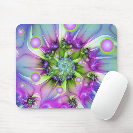 Farbenfrohe Rundformen Abstraktes Fraktal Kunst, D Mousepad (Mit Mouse)