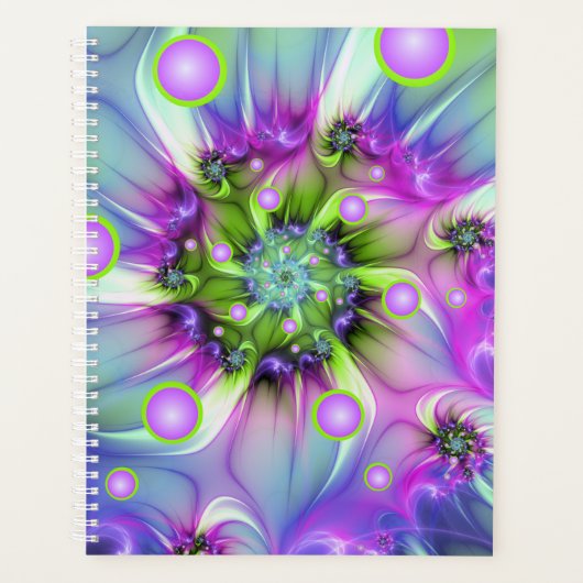 Farbenfrohe Rundformen Abstraktes Fraktal Kunst, D Planer (Vorderseite)