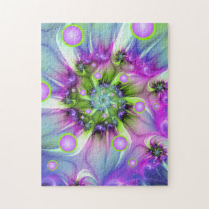 Farbenfrohe Rundformen Abstraktes Fraktal Kunst, D Puzzle