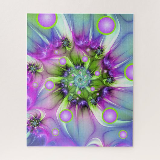Farbenfrohe Rundformen Abstraktes Fraktal Kunst, D Puzzle (Vertikal)