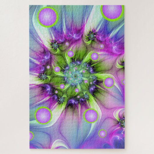 Farbenfrohe Rundformen Abstraktes Fraktal Kunst, D Puzzle (Vertikal)