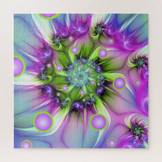 Farbenfrohe Rundformen Abstraktes Fraktal Kunst, D Puzzle (Vertikal)