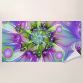 Farbenfrohe Rundformen Abstraktes Fraktal Kunst, D Strandtuch (Vorderseite)