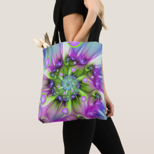Farbenfrohe Rundformen Abstraktes Fraktal Kunst, D Tasche
