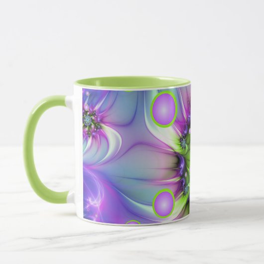 Farbenfrohe Rundformen Abstraktes Fraktal Kunst, D Tasse (Links)