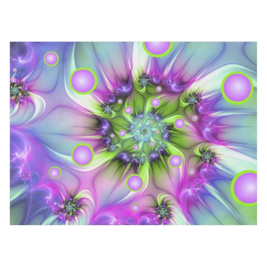 Farbenfrohe Rundformen Abstraktes Fraktal Kunst, D Tischdecke (Vorderseite (Horizontal))