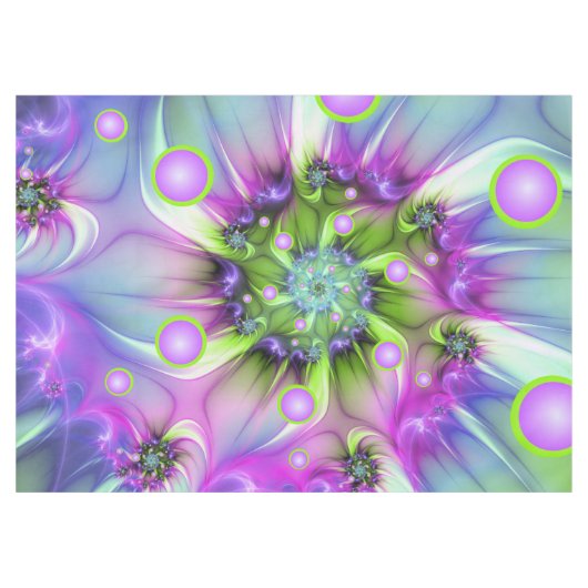 Farbenfrohe Rundformen Abstraktes Fraktal Kunst, D Tischdecke (Vorderseite (Horizontal))