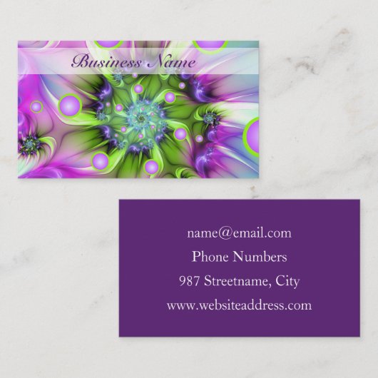 Farbenfrohe Rundformen Abstraktes Fraktal Kunst, D Visitenkarte (Vorne/Hinten)