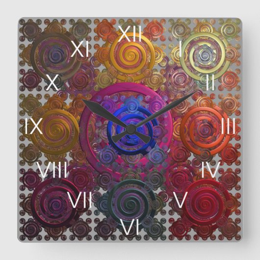 Farbenfrohe Rundlauftafeln Uhr (Vorderseite)