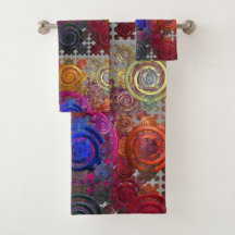 Farbenfrohe Rundschilder Badetuch Set