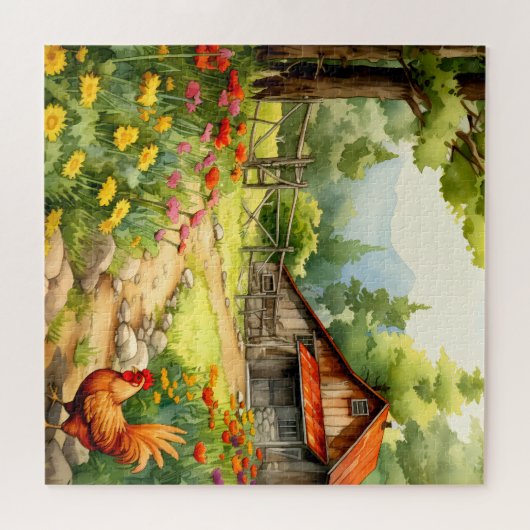 Farbenfrohe Rustikale Bauernpuzzle Puzzle (Horizontal)