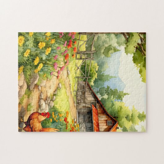 Farbenfrohe Rustikale Bauernpuzzle Puzzle (Horizontal)