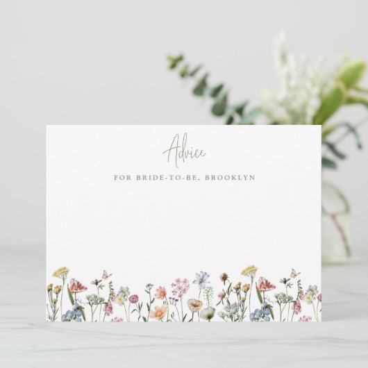 Farbenfrohe rustikale Blume Brautparty Hinweiskarte (Stehend Vorderseite)